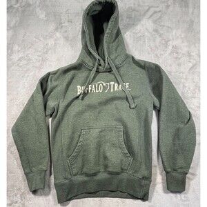 Buffalo Trace Distillery Hoodie Sweatshirt Unisex Green Small Logo Bourbon KY